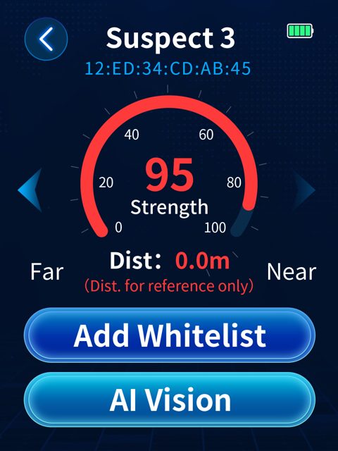 Suspect screen with a red gauge at 95